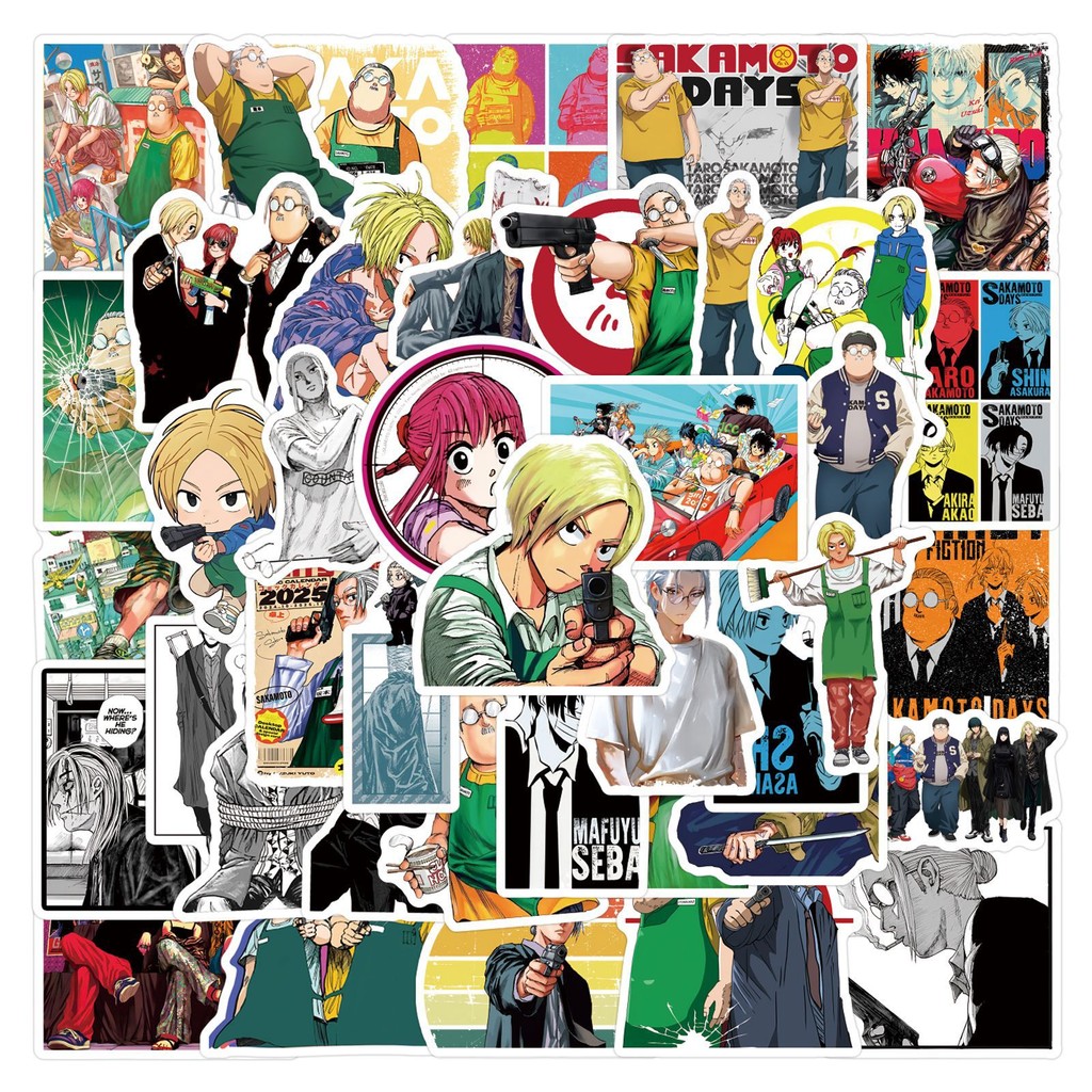 

56Pcs Sakamoto Days Stickers Asakura Shin Sakamoto Taro DIY Stickers Scrapbooking Phone Luggage Skateboard Waterproof Decals
