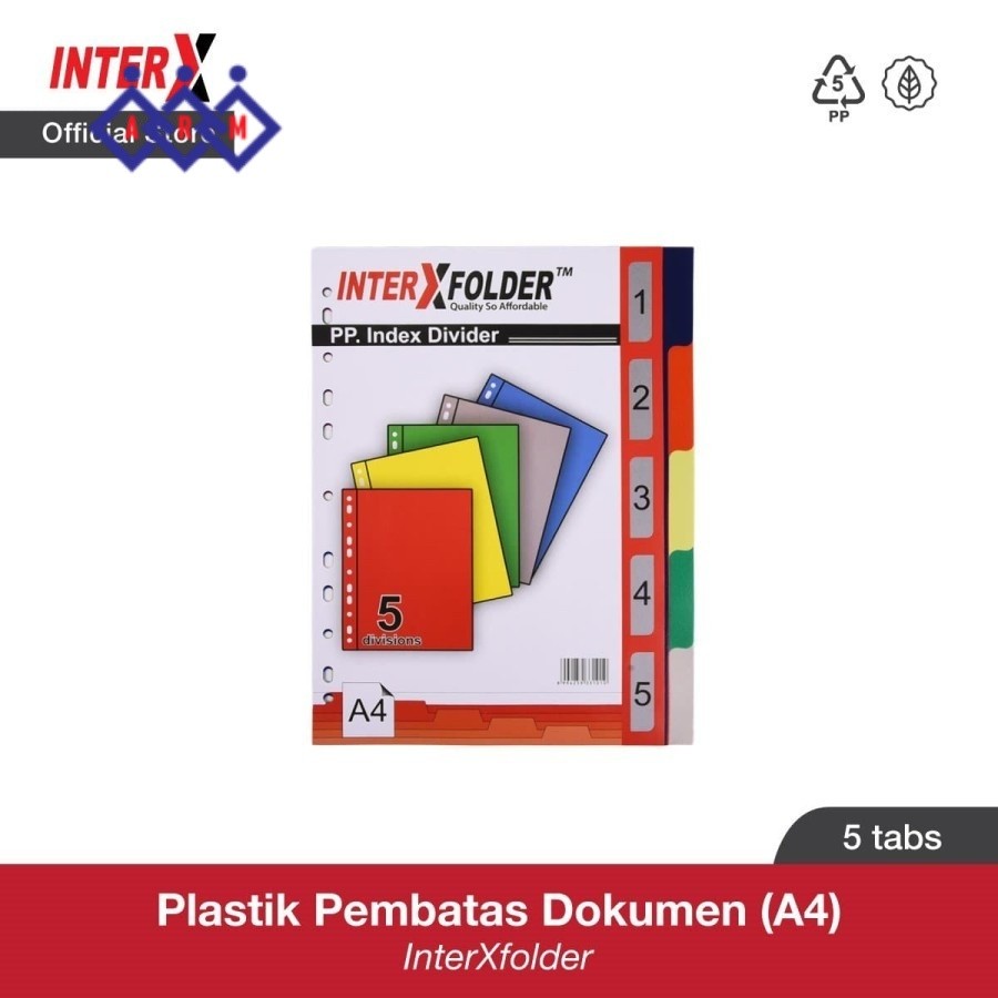 

INTERX Divider A4 5 TAB / Index A4 Inter X Warna 5 Sekat + Best Seller