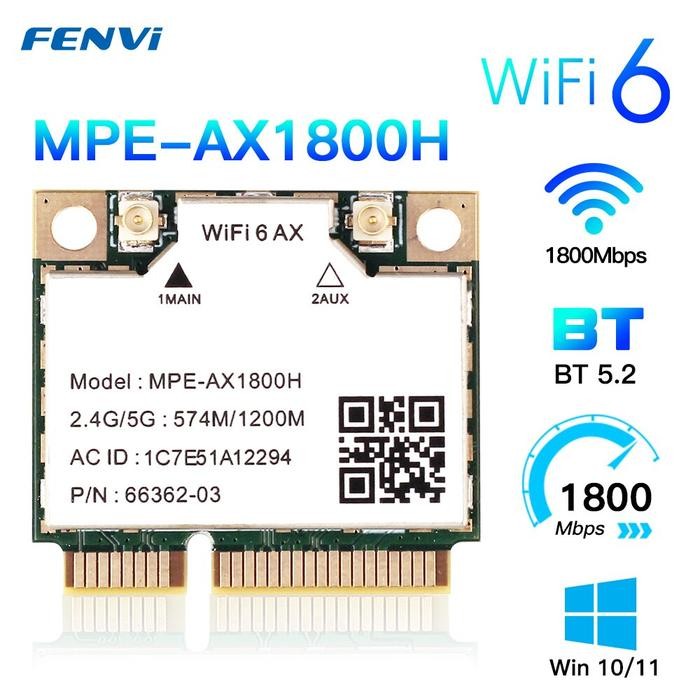 Wifi 6 Card Wireless MT7921 BT 5.2 mini pcie 5ghz dual band AC AXNew