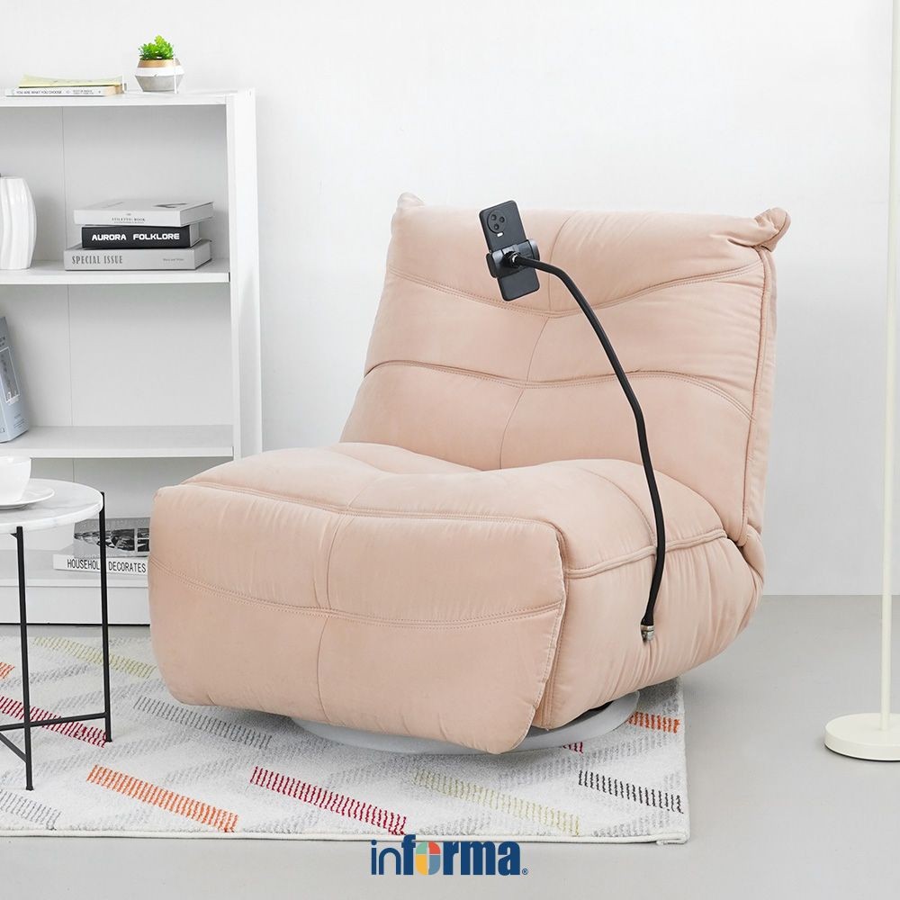 Informa Cheers Melody Sofa Recliner Rocking Fabric 1 Seater - Cokelat Tan Tempat Duduk Rebahan Sofa 