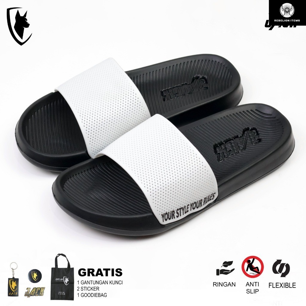 JACK IDN Sandal Slide Pria Sendal Slop Flip Flop | SENDAL SLOP WAVE WHITE
