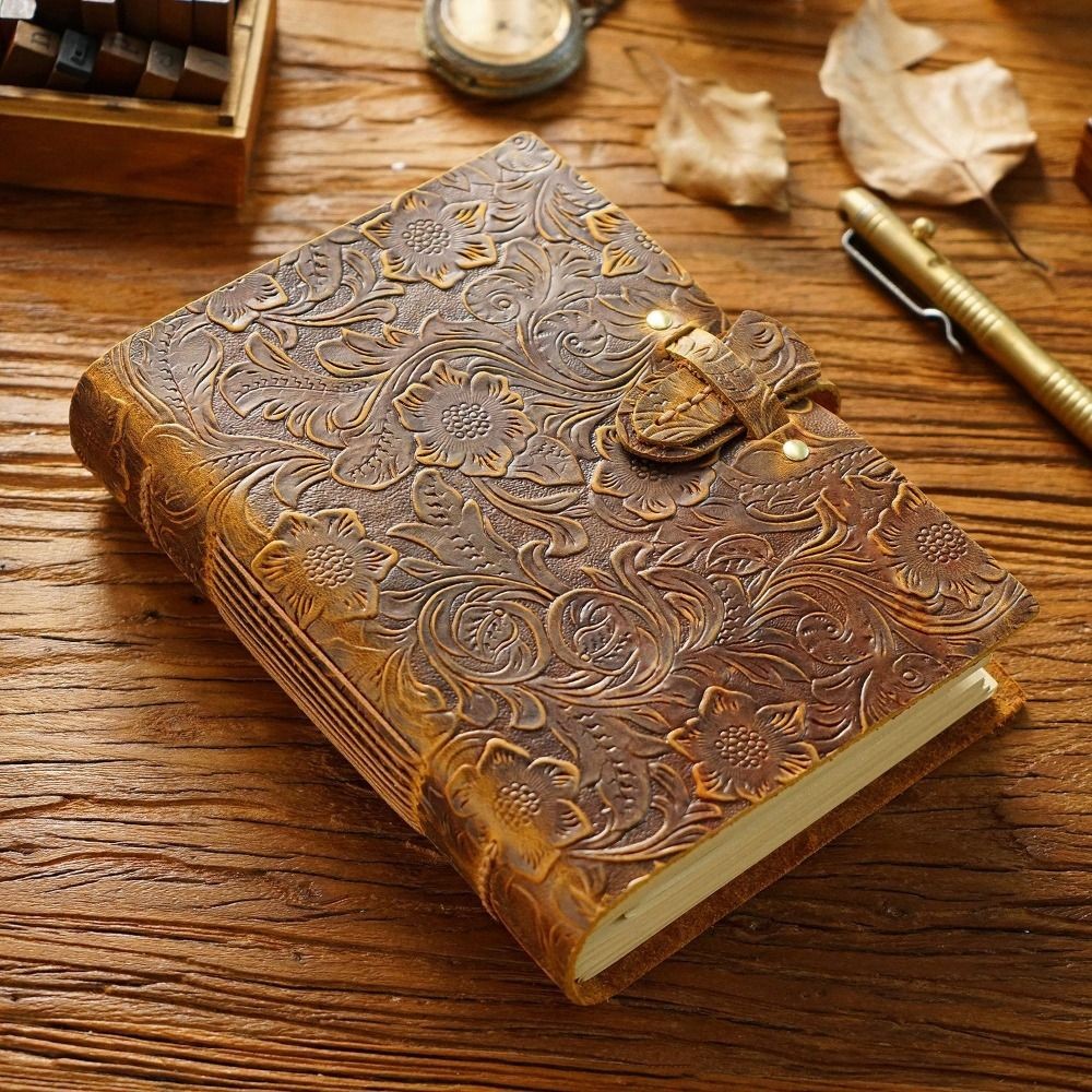 

Vintage Leather Bound Journal Genuine Leather Cover Handmade Blank Paper Diary Blank Pages Unlined Sketch Notebook Writing