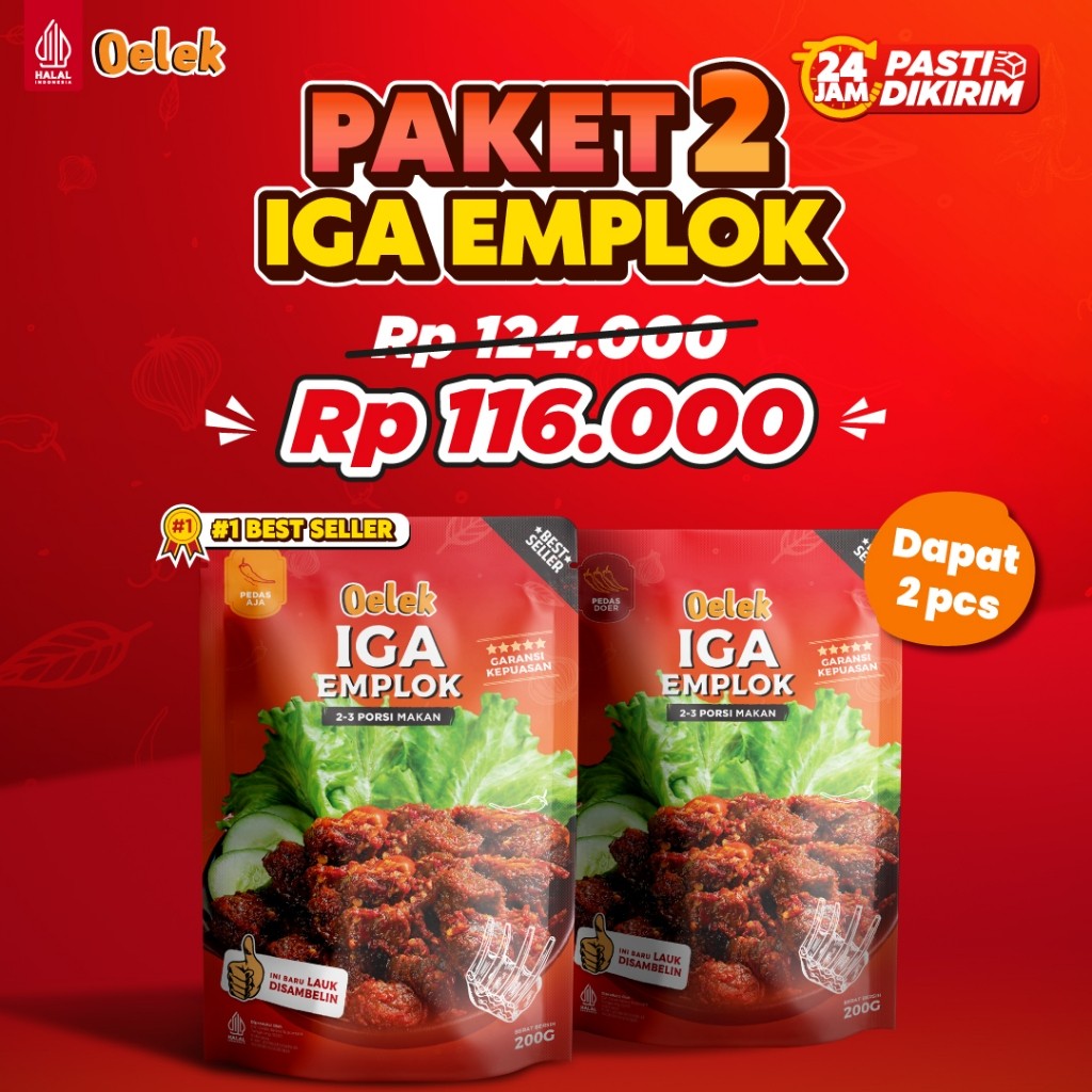 Oelek Paket Berdua Iga Emplok Oelek - 2 Pack Iga Emplok / Iga Mercon / Iga Sambal / Oseng Iga