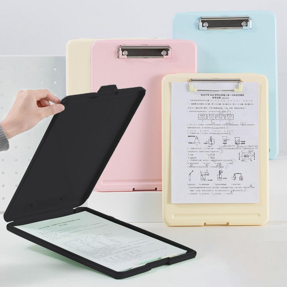 

A4 Size Box File Storage Clipboard With Pen Holder Paper Case Loose-leaf Binder With Low-Profile Clip For Home School Office