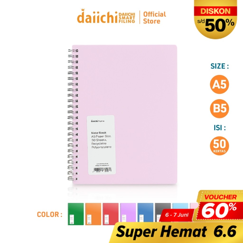 

DAIICHI - NOTEBOOK BUKU TULIS BUKU CATATAN BUKU SPIRAL UKURAN A5/B5 DPR2 ISI HVS 50 LEMBAR