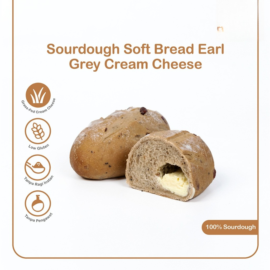 

Earl Grey Cream Cheese - 100% Sourdough Soft Bread Dengan Grass Fed Cream Cheese