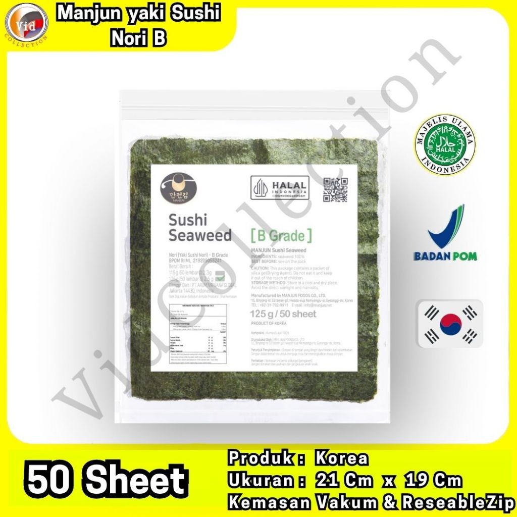 

Manjun Yaki Sushi Nori Rumput Laut Roasted Seaweed 50 Lembar