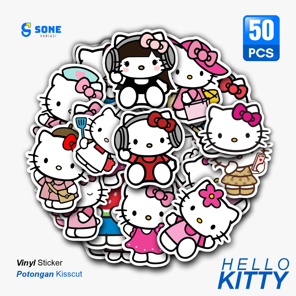 

Stiker Pack HELLO KITTY / Stiker Kartun Animasi Paper Vinyl Deco Buku Jurnal Tumbler Laptop Aesthetic