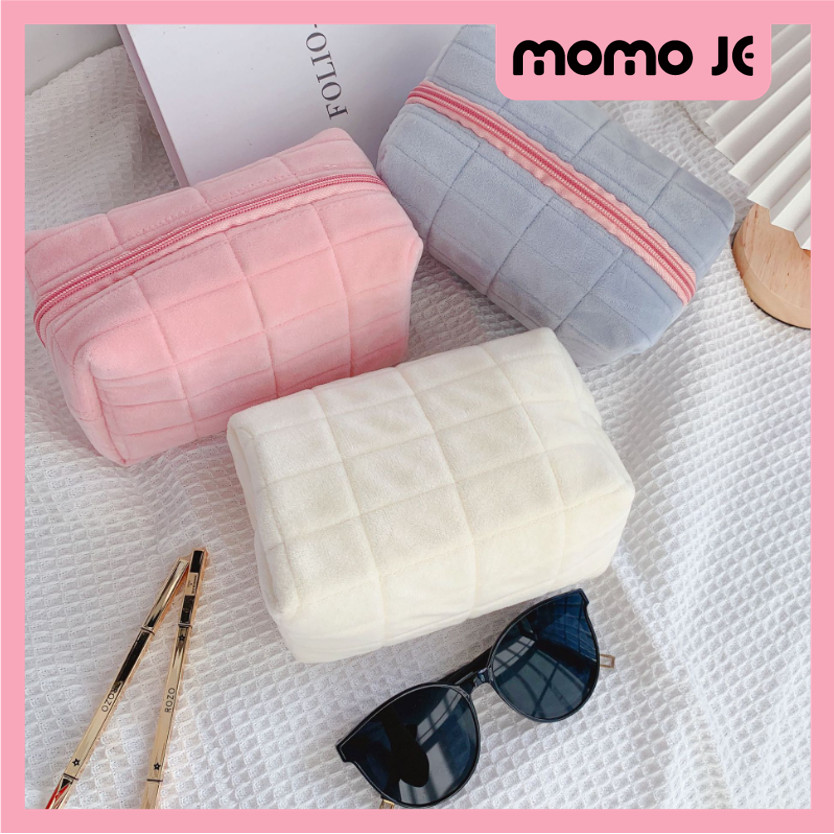 

MOMO JE T5958 Kotak Pensil Bulu Make Up Pouch Tempat Pouch Pillow Korea Kotak Pensil Sleting Velvet Aesthetic Pastel