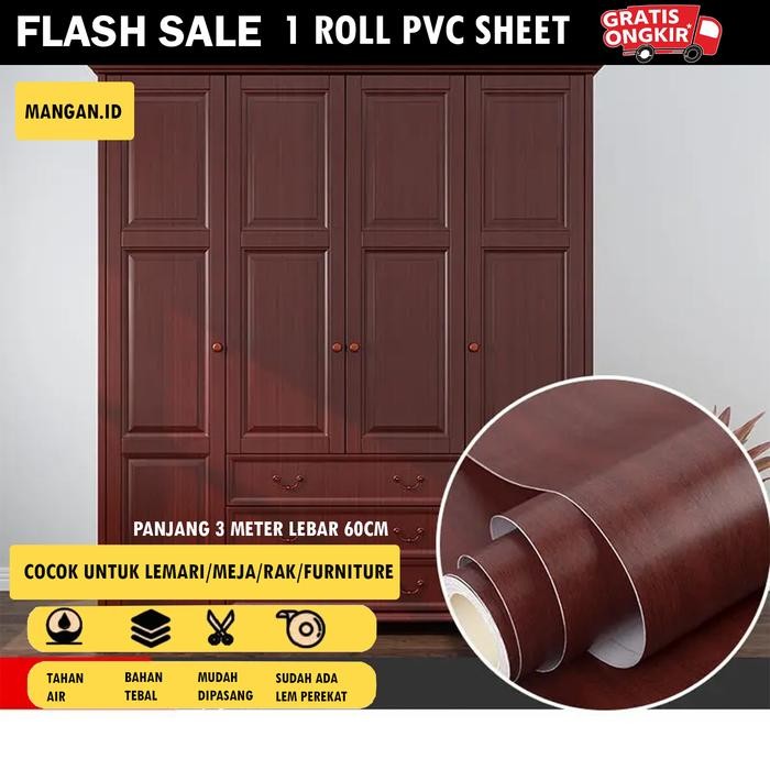 Stiker Hpl Pelapis Furniture Ukuran 60cm x 3m Motif Serat Kayu Cocock Untuk Meja,Lemari,Pintu & Furn