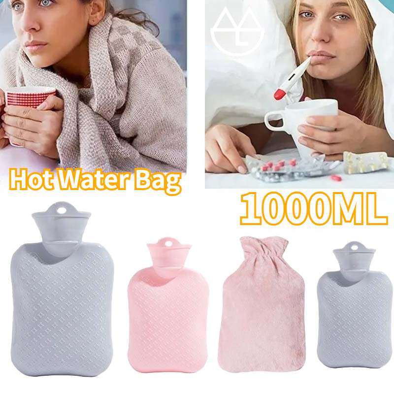 1000 ML Hot Water Bag Kompres Kantong Kompres Air Panas Besar Kantong Penghangat Perut Haid