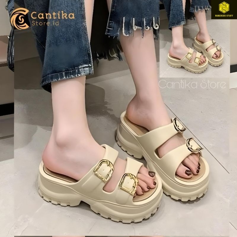 SANDAL FUJI CEWEK FASHION WADGES KARET EVA RUBBER SANDAL WANITA KOREA TERBARU