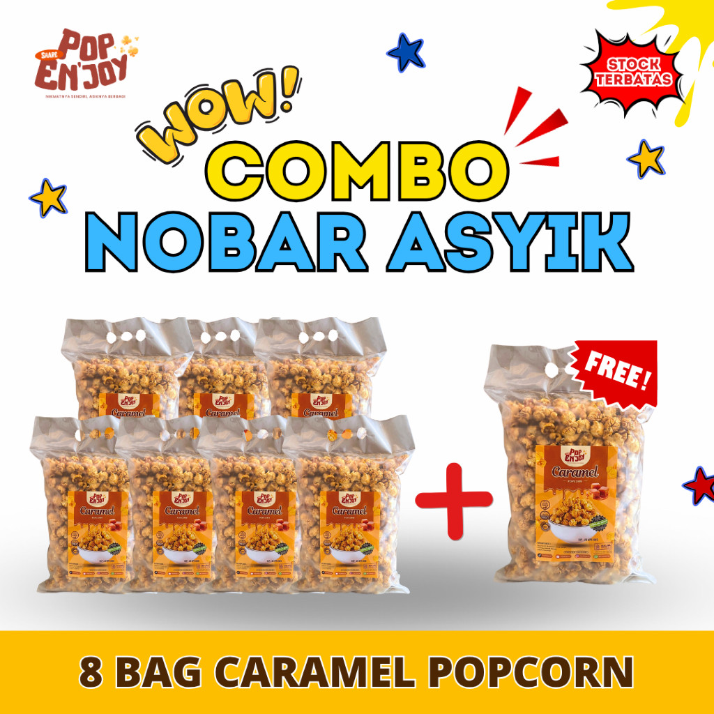 

[7 + 1] POPCORN CARAMEL 500gr - PopENjoy / Manis Crispy Camilan Popkron Snack Jagung