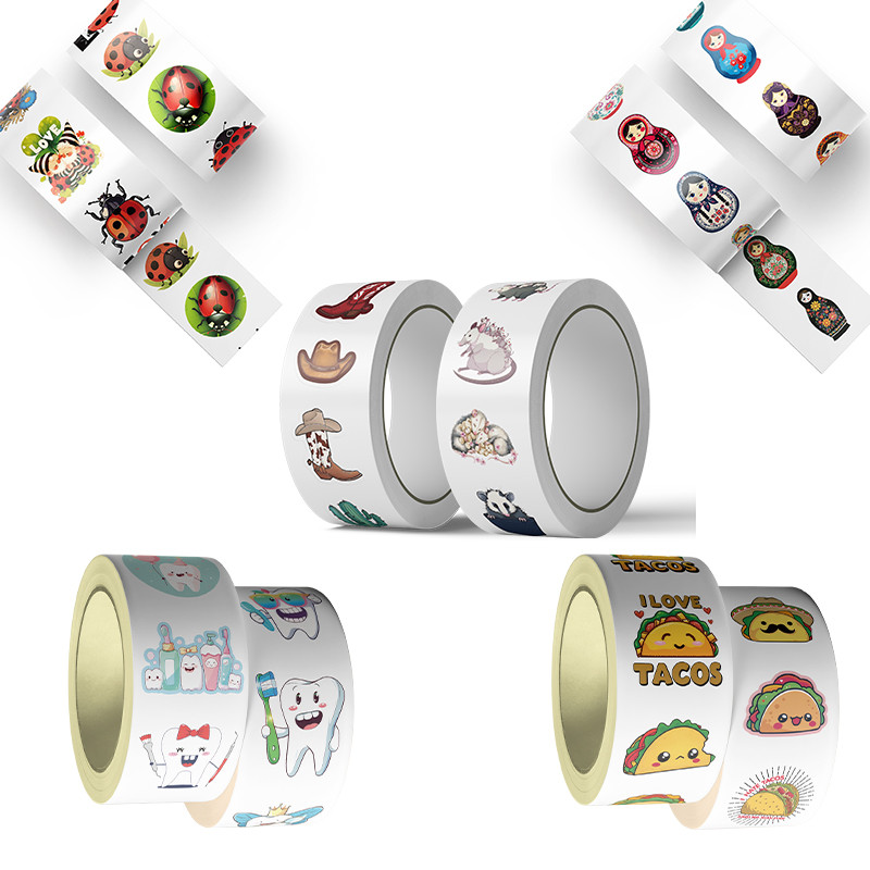 

500pcs Tooth Dental Opossum Russian Nesting Dolls Ladybug Taco Cowboy Stickers Roll Seal Label Decorative Party Stickers Rolls
