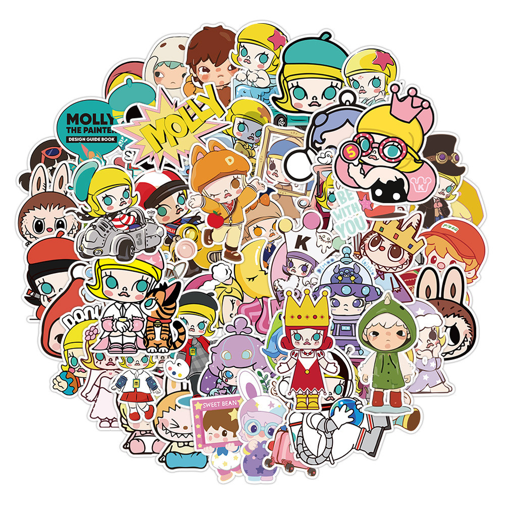 

50 Pcs Sticker Molly Vinyl Waterproof untuk Tempelan Laptop Tumbler HP Koper DIY