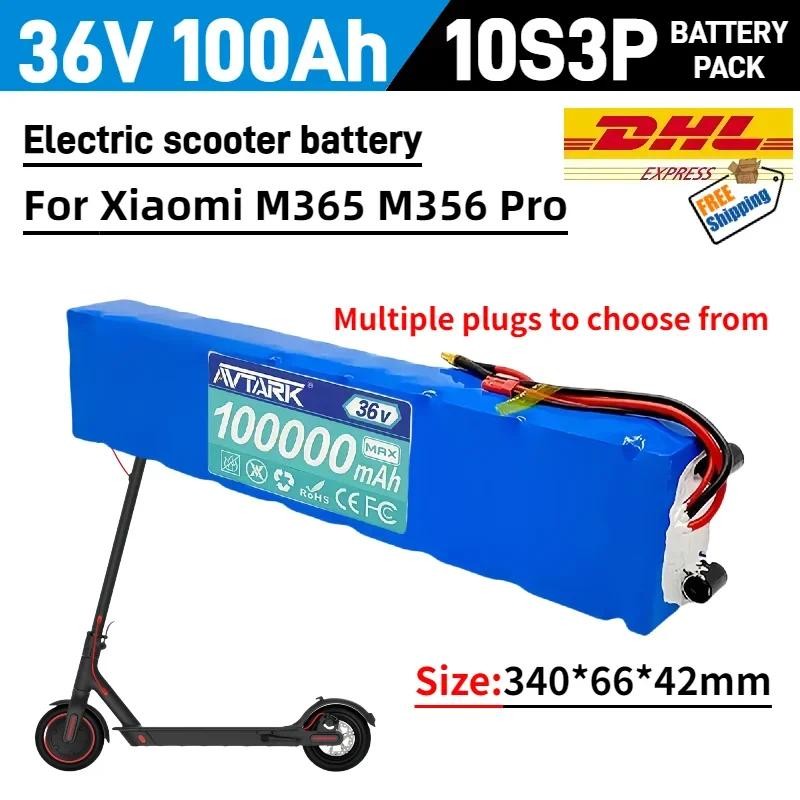 DHL ship  al 10S3P 36V 100000mAh Battery 36V lithium battery pack for Xiaomi M365 M356 PRO 250W~500W