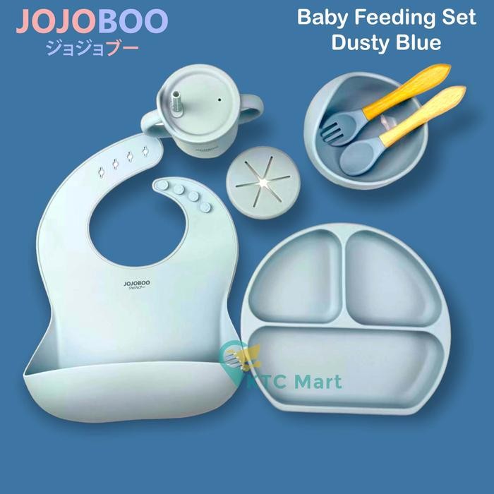 JOJOBOO - 8 in 1 Peralatan Makan Bayi Set Silicon Suction Food Grade Baby Feeding Set Anti Tumpah An