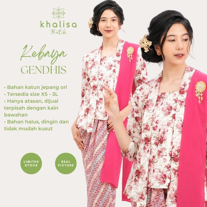 

Kebaya Kutubaru Modern Katun Jepang Ori by Khalisa Batik - Red Flower - XS