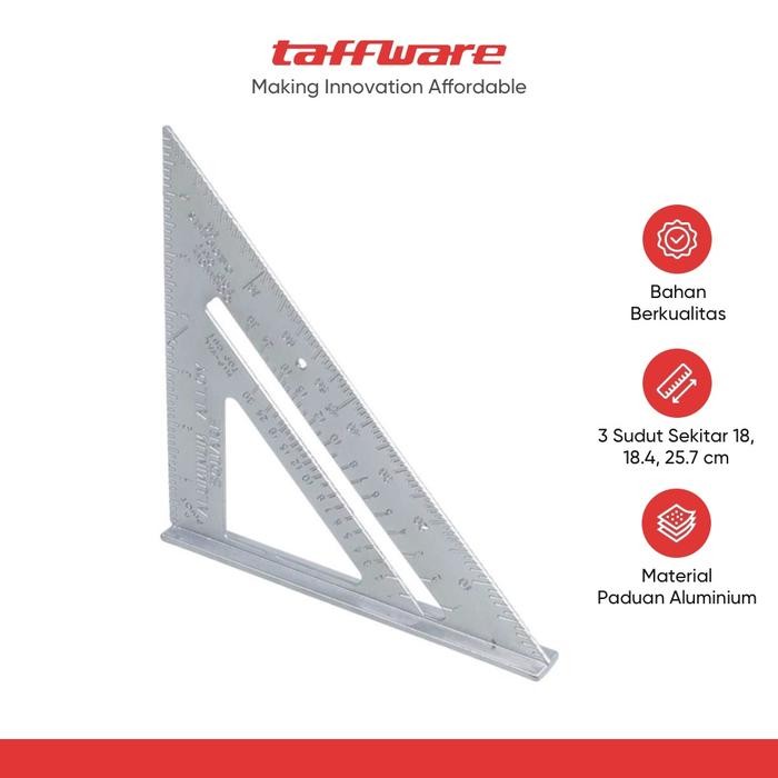 

Taffware Penggaris Siku Mistar Triangle Ruler Aluminium - VK18