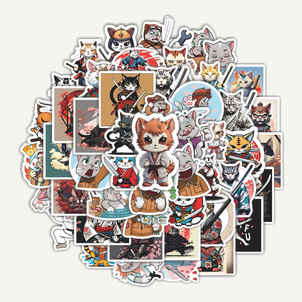 

Sticker Pack Stiker Kartun Kung Fu Cats/ Kucing | Sticker TUMBLR | Stiker LAPTOP KOPER HELM