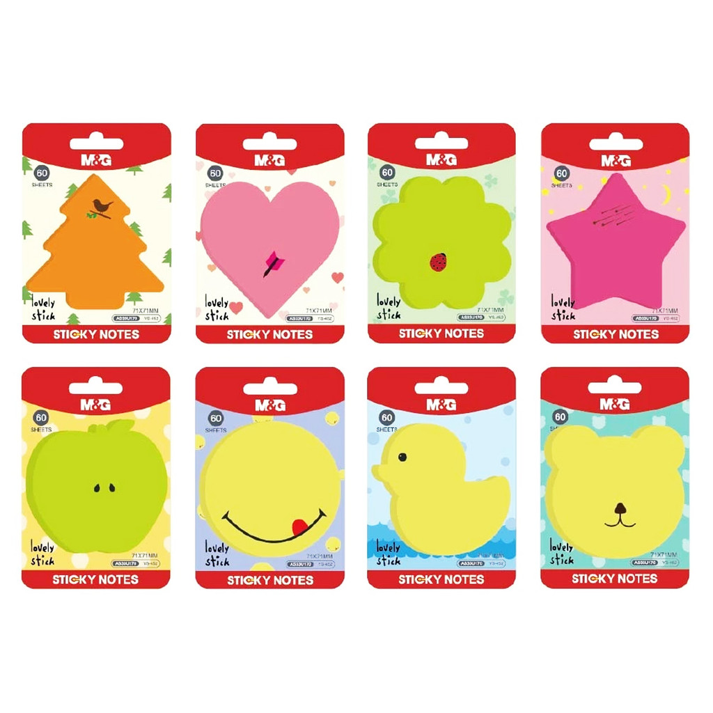 

Sticky Note M&G AS33U170 ( YS-452) 3X3 Fancy Sticky Note 60 Sheets 8 Designs Assorted Lucu
