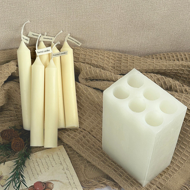 

6 Cylindrical Candle Silicone Mold DIY Handmade Craft Making Long Strip Conical Aromatherapy Soap Epoxy Mould Home Dinner Decor