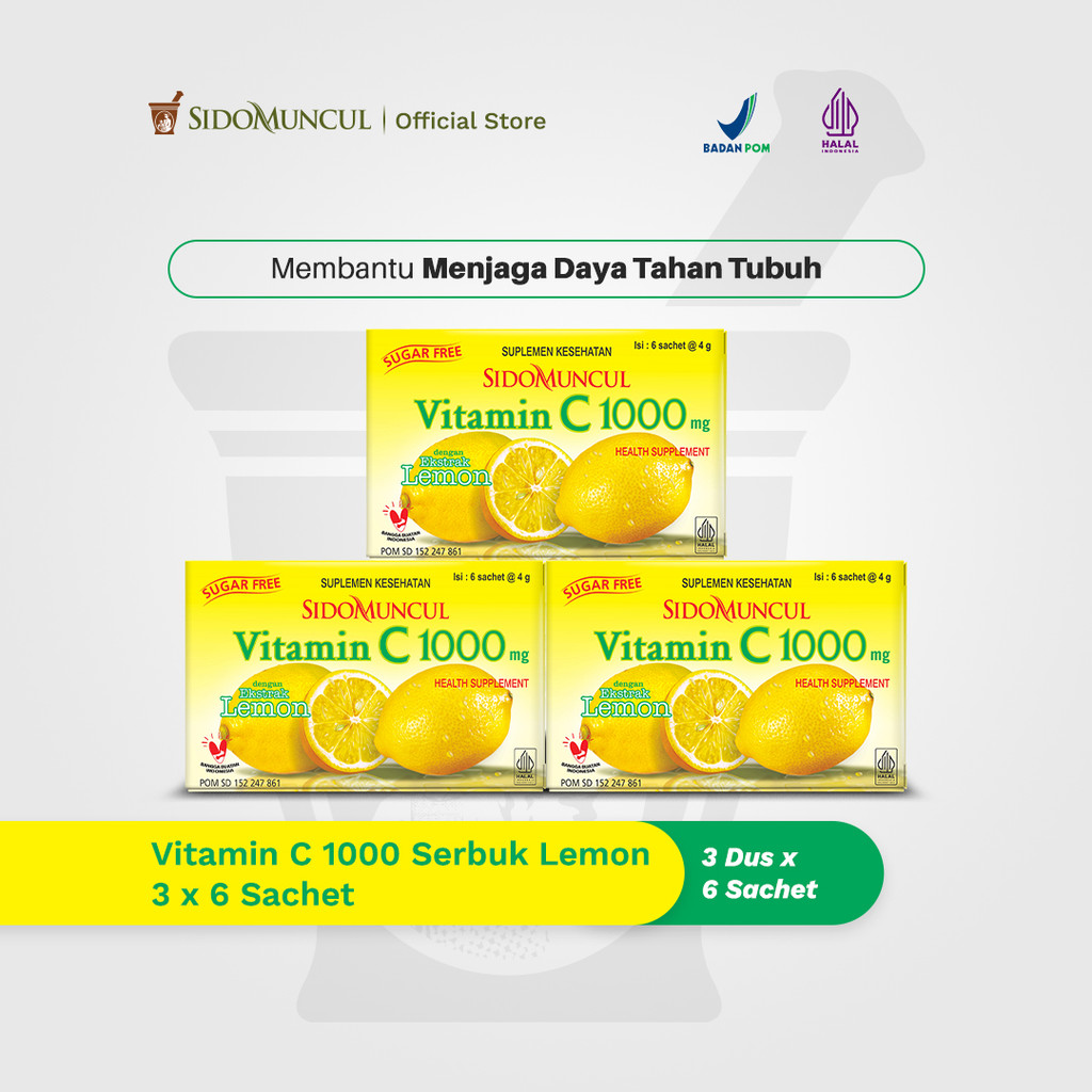 

[Beli 3 Lebih Hemat] Vitamin C 1000 Serbuk Lemon 3 x 6 Sachet Jaga Daya Tahan Tubuh copy