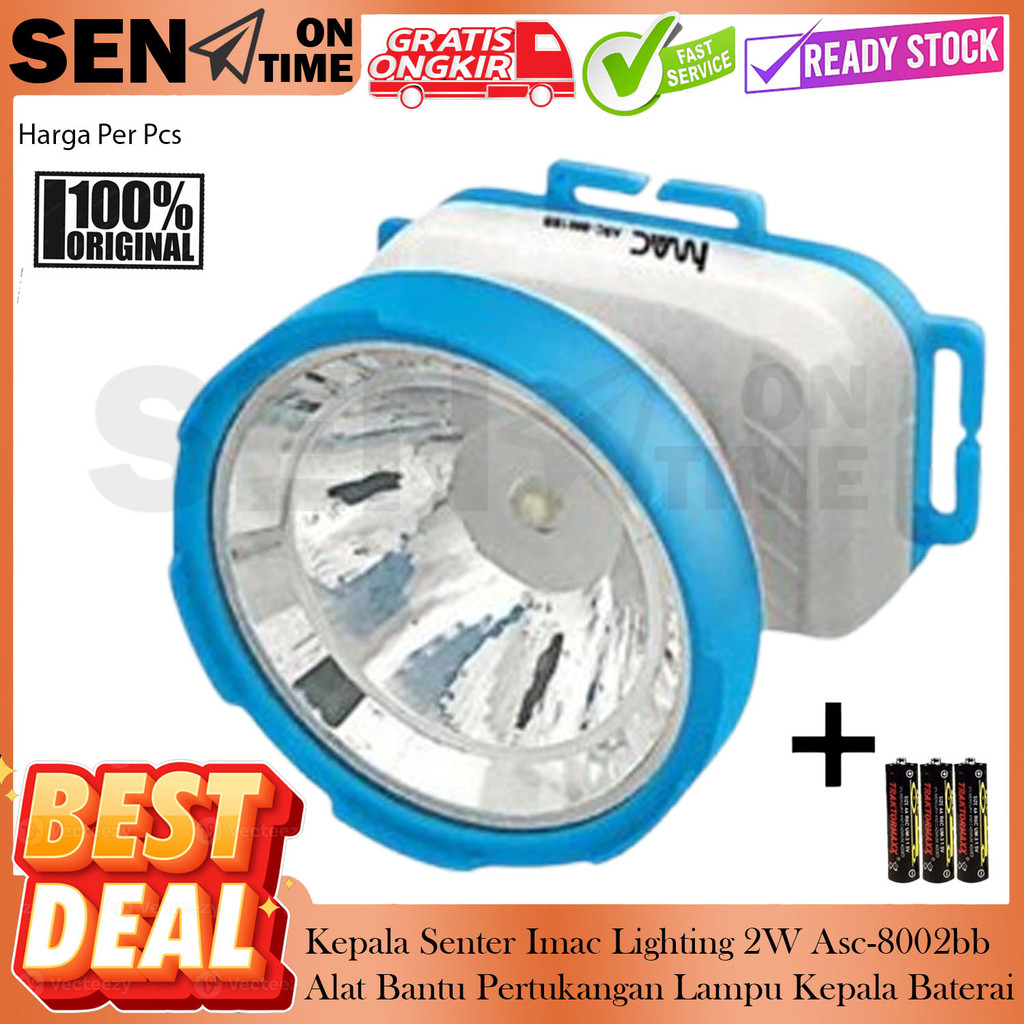 Imac Asc-8002bb Senter Kepala Lighting 2W Alat Elektronik Sistem Penerangan Kepala Alat Tukang Pengg