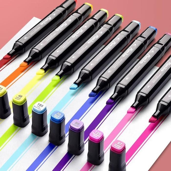 

TERLARIS! [READY] Aimilo Spidol Warna Warni 1 Set kemasan kartun Sketch Marker 2 Tip Touch Marker 48/60/80 Warna - Unicorn 48 PCS