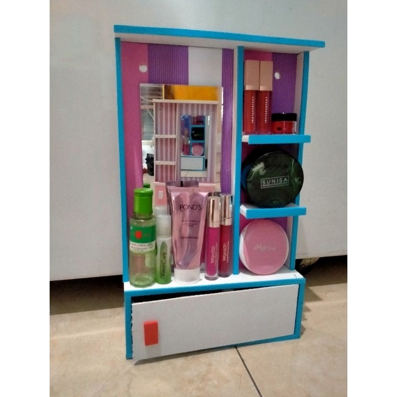 Cermin Rias Minimalis Rak Kosmetik Gantung Meja rias/Rak Rias Gantung lapis Spon Random