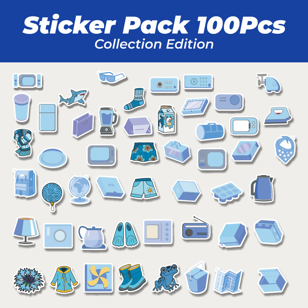 

Hot Stiker Object Warna Biru Lucu Anti Air Stikers Berperekat Waterproof Sticker Decal Buat Motor Helm Buku Journal Koper Casing HP Laptop Botol Minum
