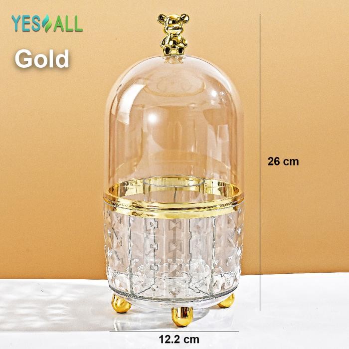 YESALL rak makeup kosmetik crystal transparan aesthetic rak kosmetik putar 360 derajat aesthetic tem
