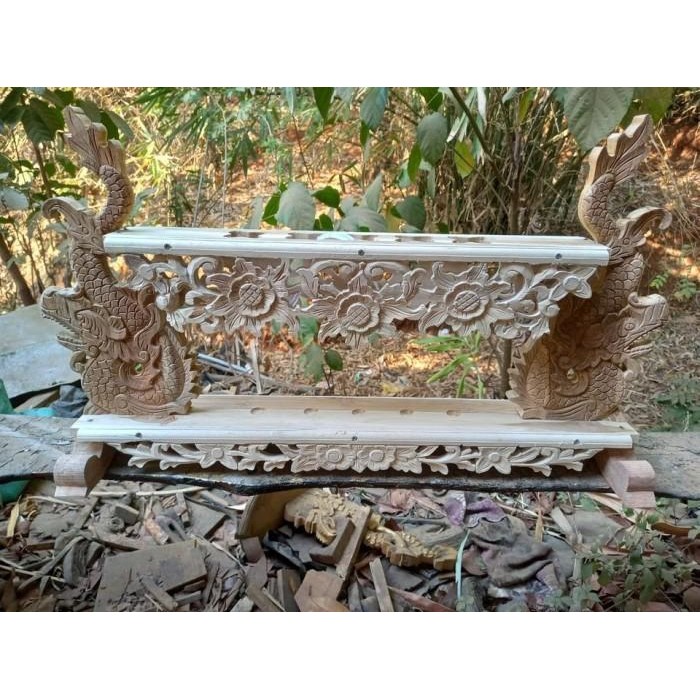 jagrak keris isi 5 naga kembar risplang bunga kayu jati jagrak besar sangga 2 naga 3d termurah  TU34