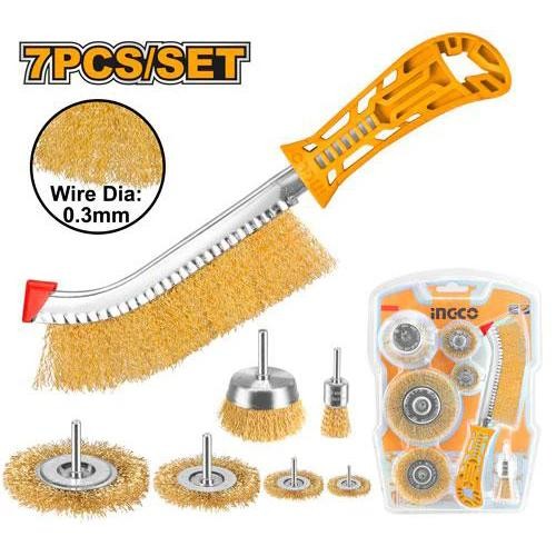 Ingco WB10071 Wire Cup Wheels Brush Set 7 Pcs Sikat Kawat Kuningan