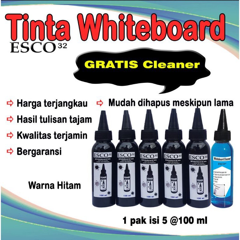 

Tinta Spidol Papan Tulis Whiteboard ESCO Pak 100ml Hitam