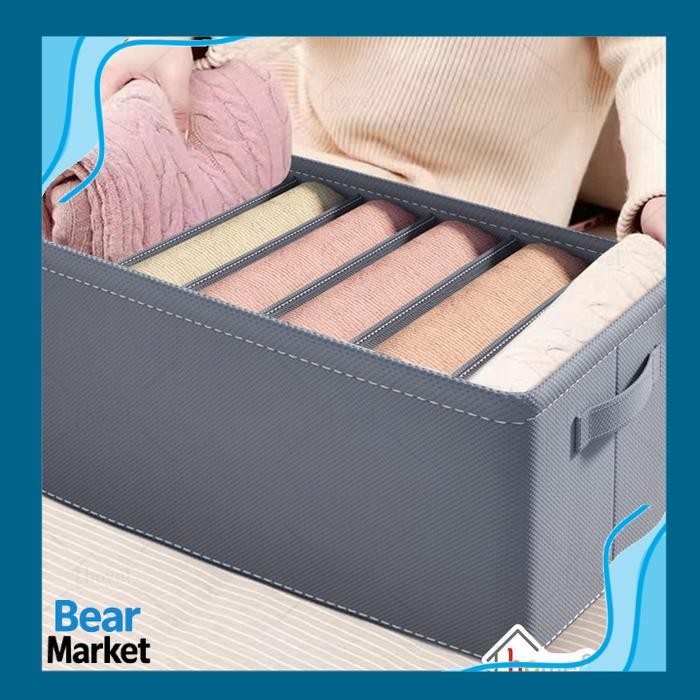 BEAR  Storage Box Kotak Sekat Pembatas Penyimpanan Baju Clothes - Sedang-6 Sekat