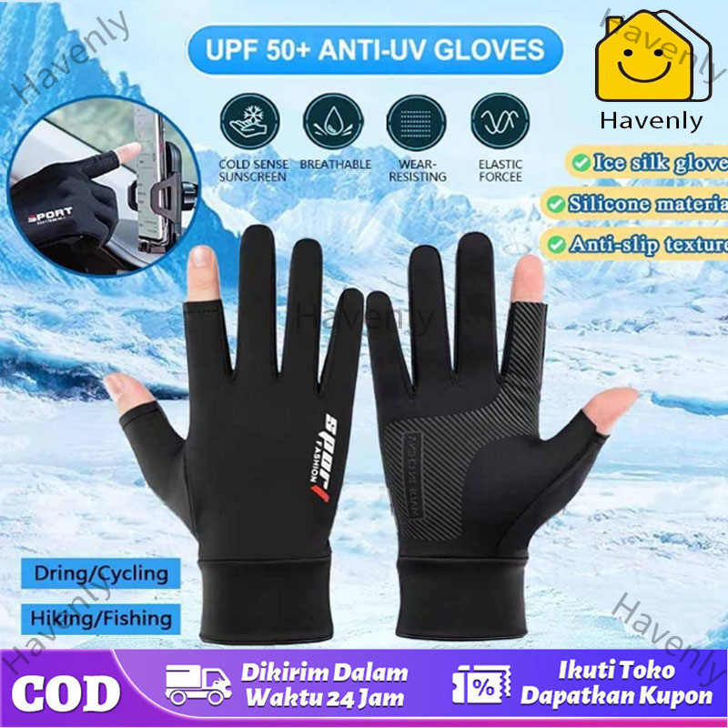Sarung Tangan Motor Sepeda Pria Wanita Ice Silk Gloves Anti Slip Es Sutra Anti Air Touch Screen-COD