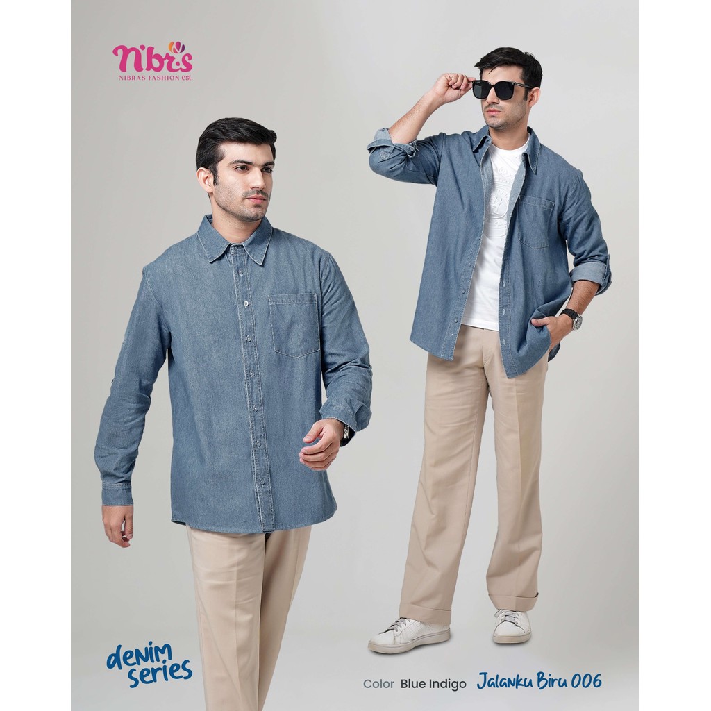 NC_Baju Nibras Kemeja Koko Pria Premium Lengan Panjang Jalanku Biru 006 By Nibras