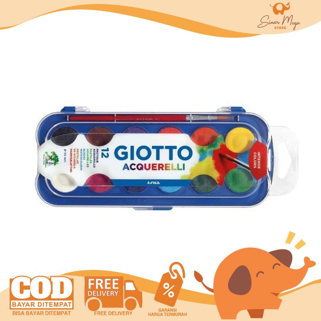 

UM1 Giotto Acquerelli Mini 12 Color Water Color Cake Set 12 / Watercolor Cat Air Warna Murah