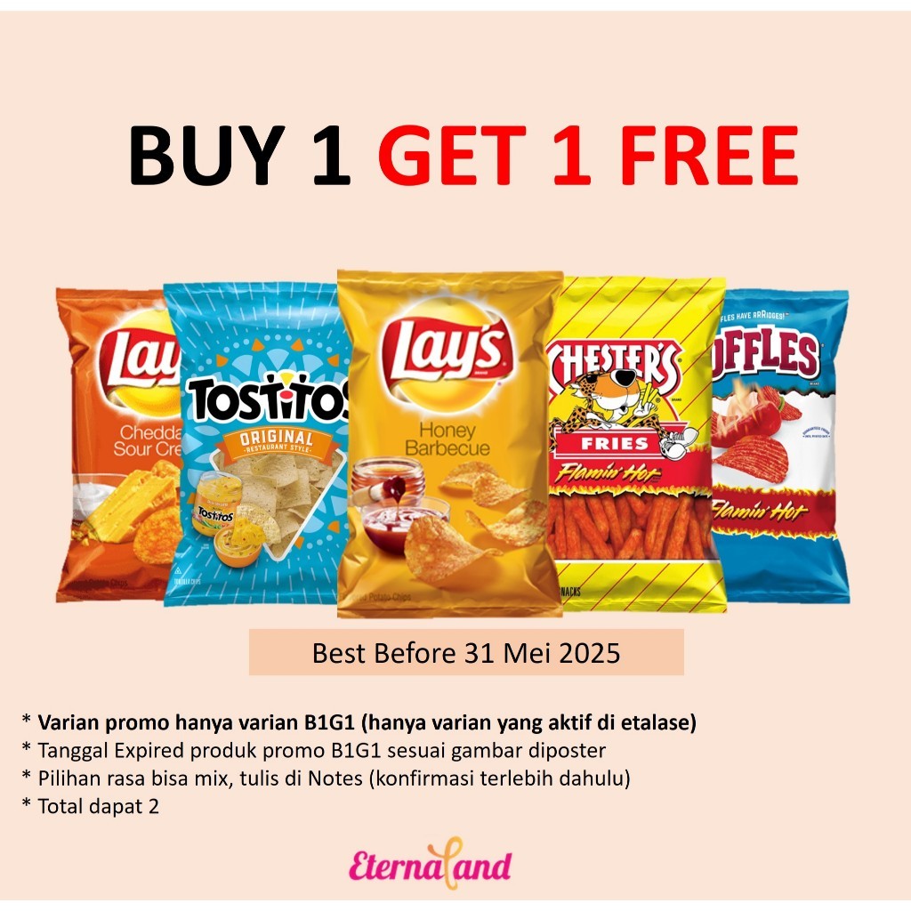 

(PROMO ITEM SNACKS) CHEETOS, CHESTER, FUNYUN, RUFFLES - SESUAI VARIAN