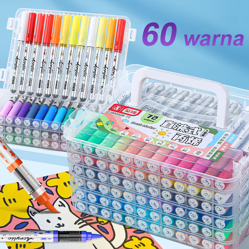 

60 Warna Sketsa Spidol Umum General Marker Set Animation Markers Pena Berujung Ganda