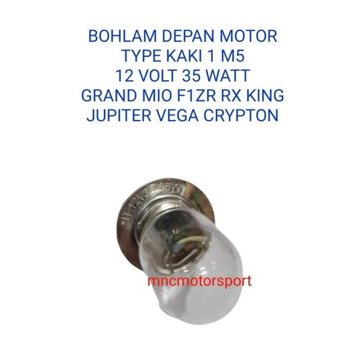 BOHLAM DEPAN MOTOR KAKI 1 M5 12 VOLT 35 WATT MIO F1ZR JUPITER VEGA