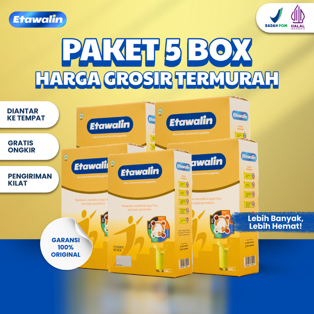 

(SUPER PROMO) Paket Sembuh Susu Etawalin 5 Box - Susu Kambing Etawa Asli Untuk Meredakan Nyeri Sendi Dan Tulang