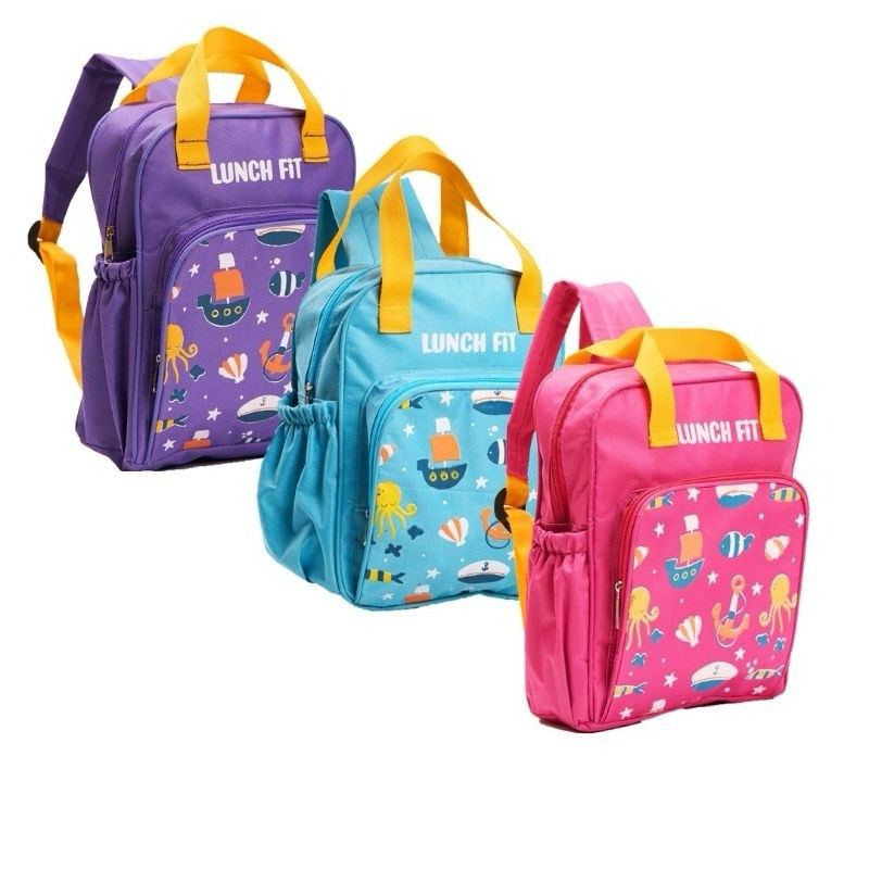 BROMSUNSHOP  WOOMII KOTAK BEKAL MAKAN TAS RANSEL LIONEL ANAK SEKOLAH / TAS BEKEL ANAK SET LENGKAP KO