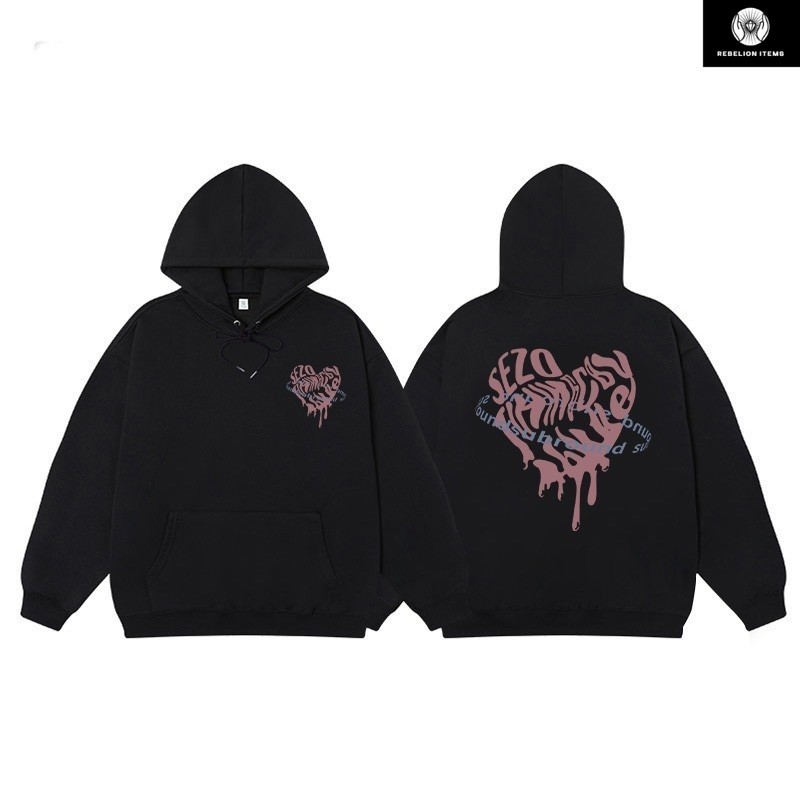The Monseur Gallery Hoodie Wanita Oversize Korean Style Pink Love | Hoodie Couple Hitam