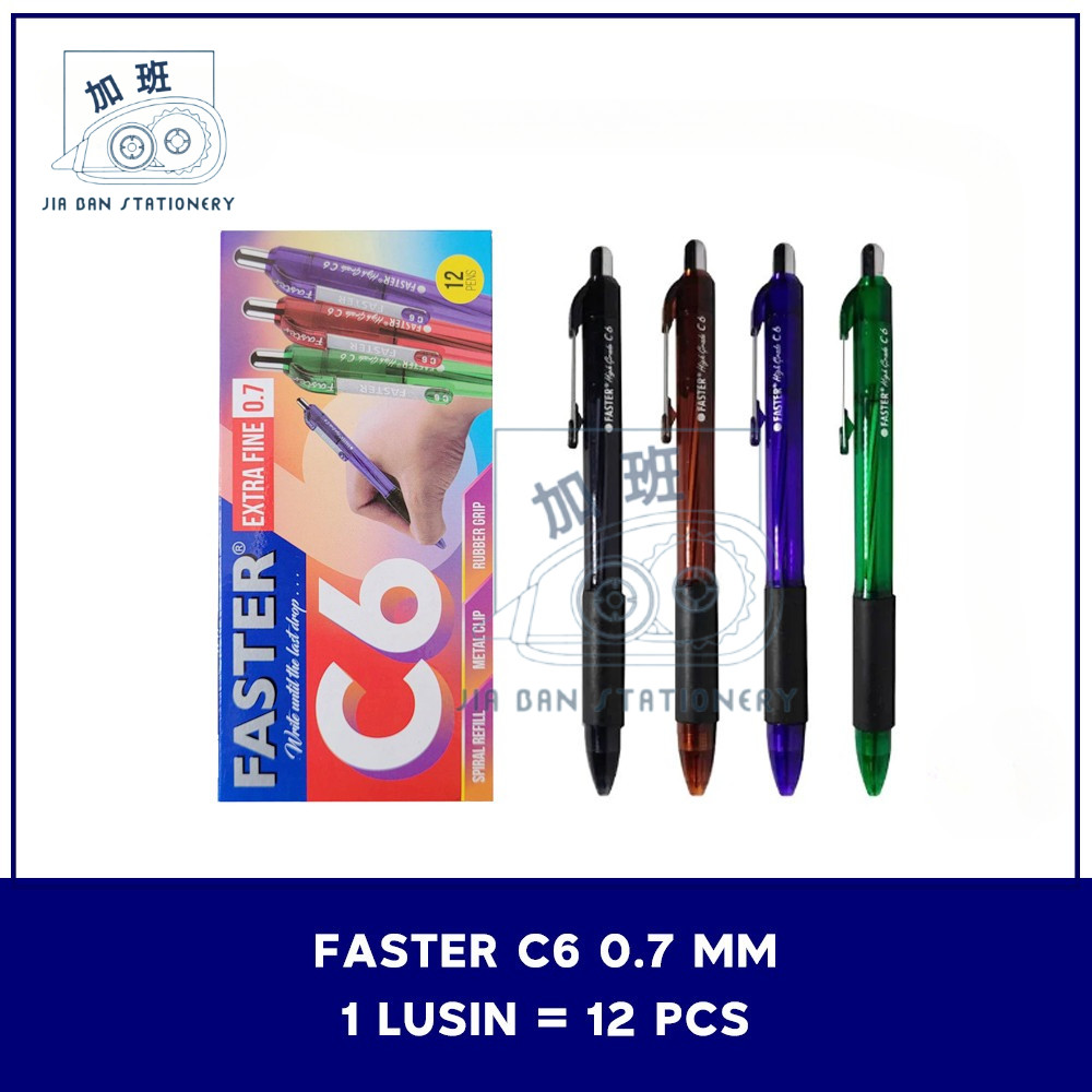 

Pulpen Faster C6 Extra Fine 0.7mm Bolpen Pena Cetek C6 Hitam | JBS
