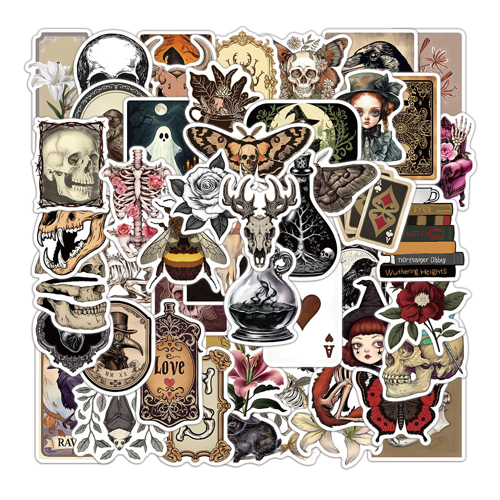 

50PCS Gothic Aesthetic Graffiti Stickers Decorative Guitar Notebook Luggage DIY Waterproof Stickers
