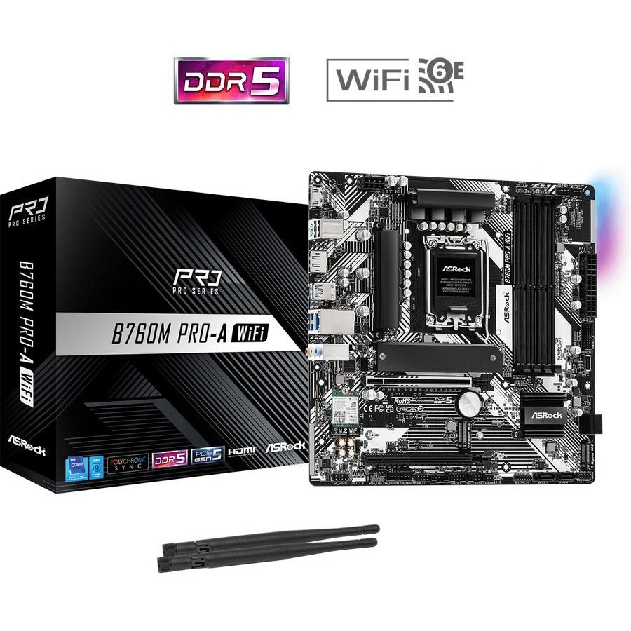 Motherboard ASROCK B760M PRO-A DDR5 WIFI  (Intel LGA 1700, B760, DDR5)