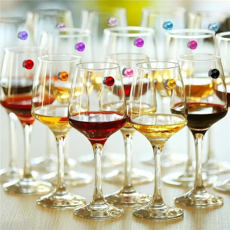 

Magnet Crystal Wine Charms Decor Magnetic Wine Cup Charm Sign Drink Marker For Rridge Magnets Wedding Party Wine Cup Supplies