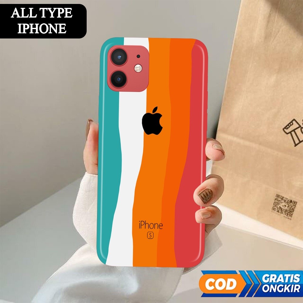 [H74] Case IPHONE 11 12 13 Casing & Cover Pelindung Hp Doft Rainbow For All Type Handphone | Hardcas